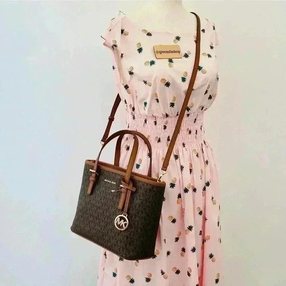 Michael Kors XS Jet Set Travel Carryall Top Zip Tote Brown - Picture 11 of 11